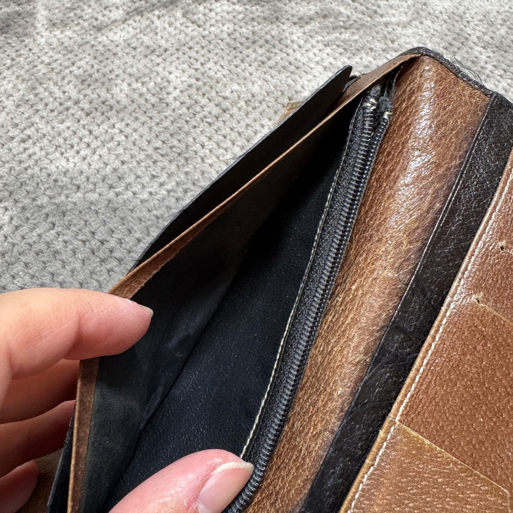 Vintage Gucci Accessory Collection Leather Long Wallet Brown Black Bifold - Picture 7 of 15